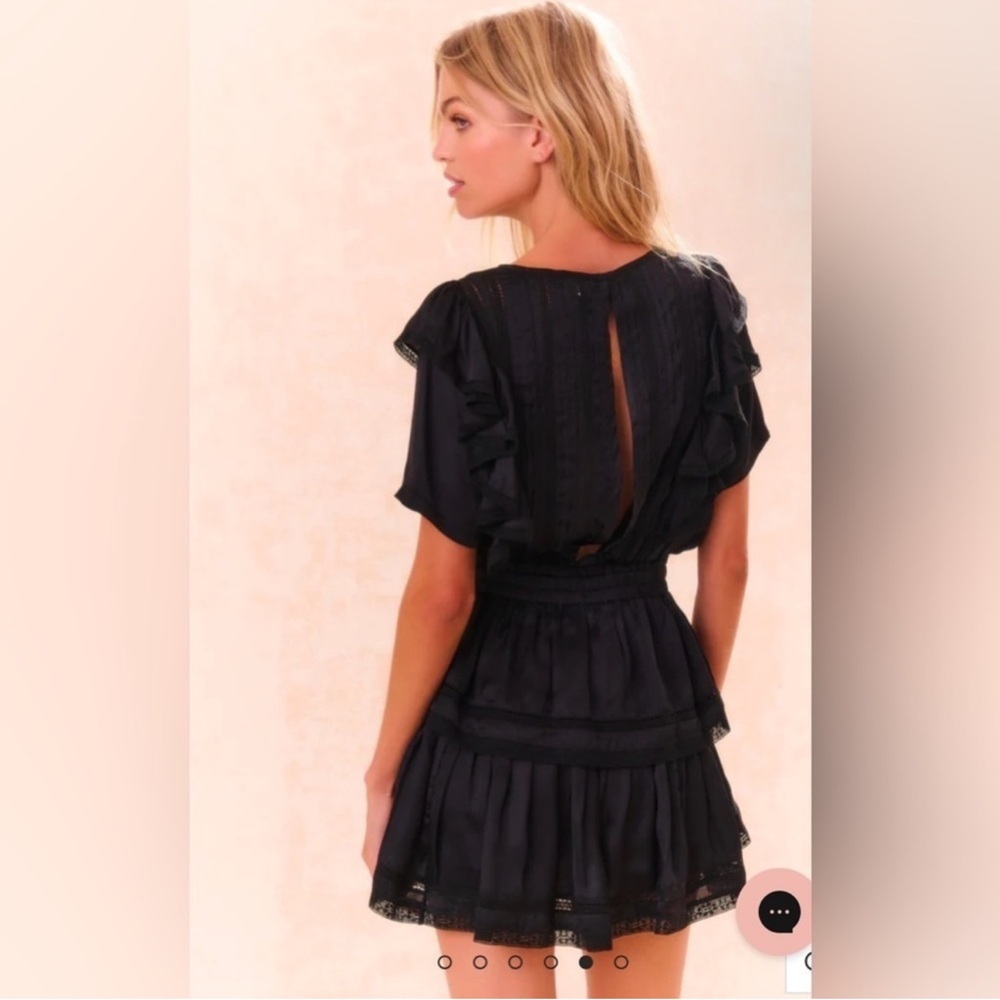 LoveShackFancy Black Ruffle Mini Dress - Picture 2 of 12
